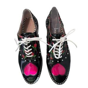 Betsey Johnson Marti Loafers Laces Heart 10M Pearls Maximalist